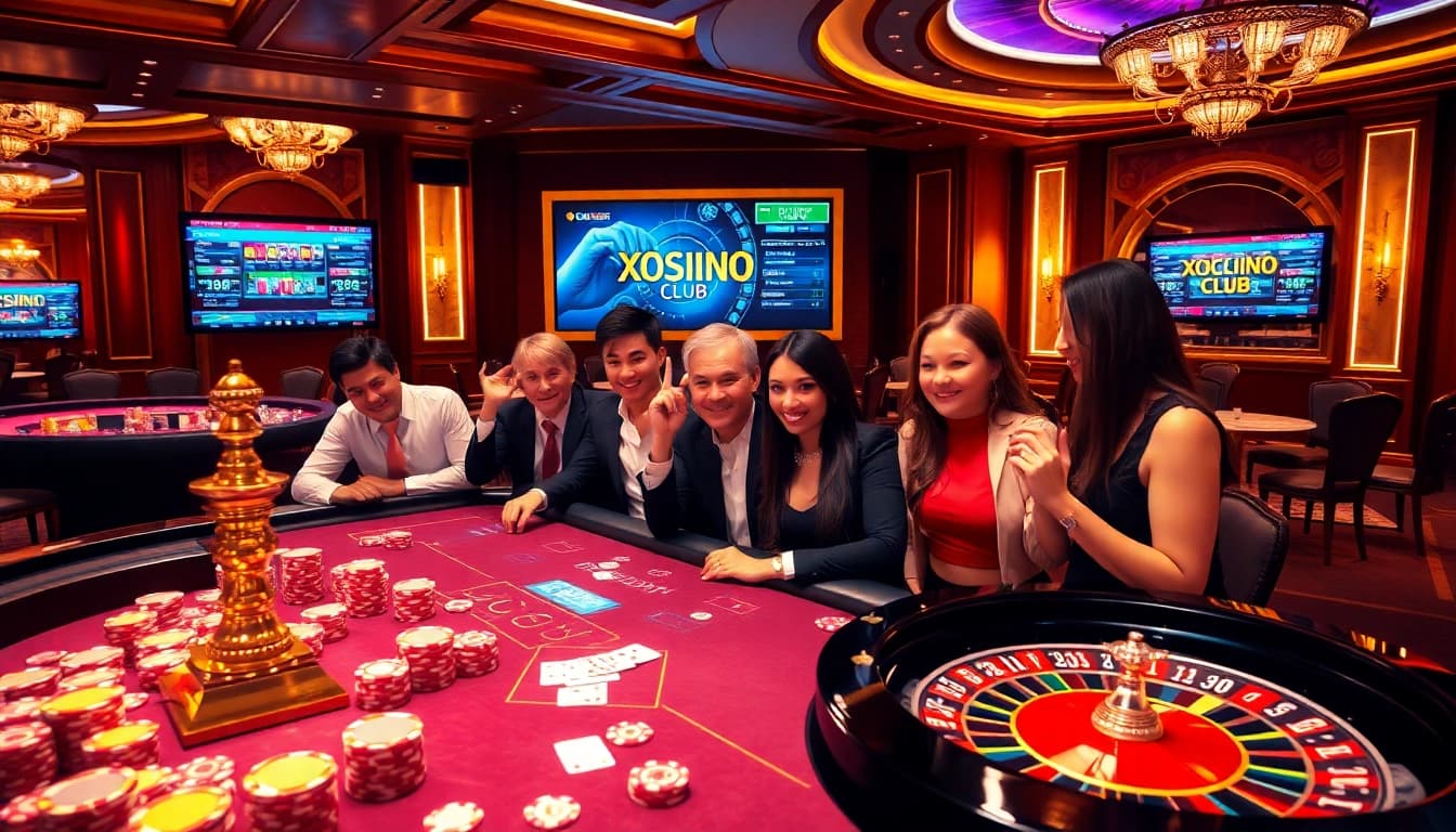 Experience the thrill of gameplay at XOCDIA88 CLUB with poker chips and roulette wheels.