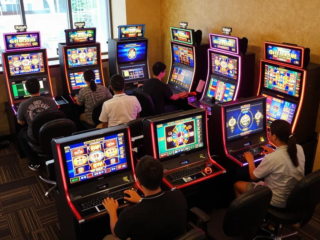Players enjoying thrilling slot gacor games on digital machines with vibrant graphics and engaging gameplay elements