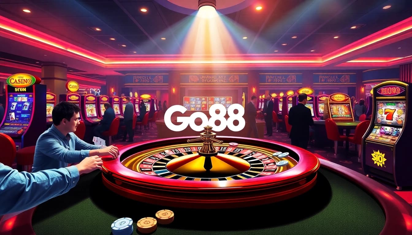 Go88 branded roulette table with players enjoying luxury casino gaming experience.