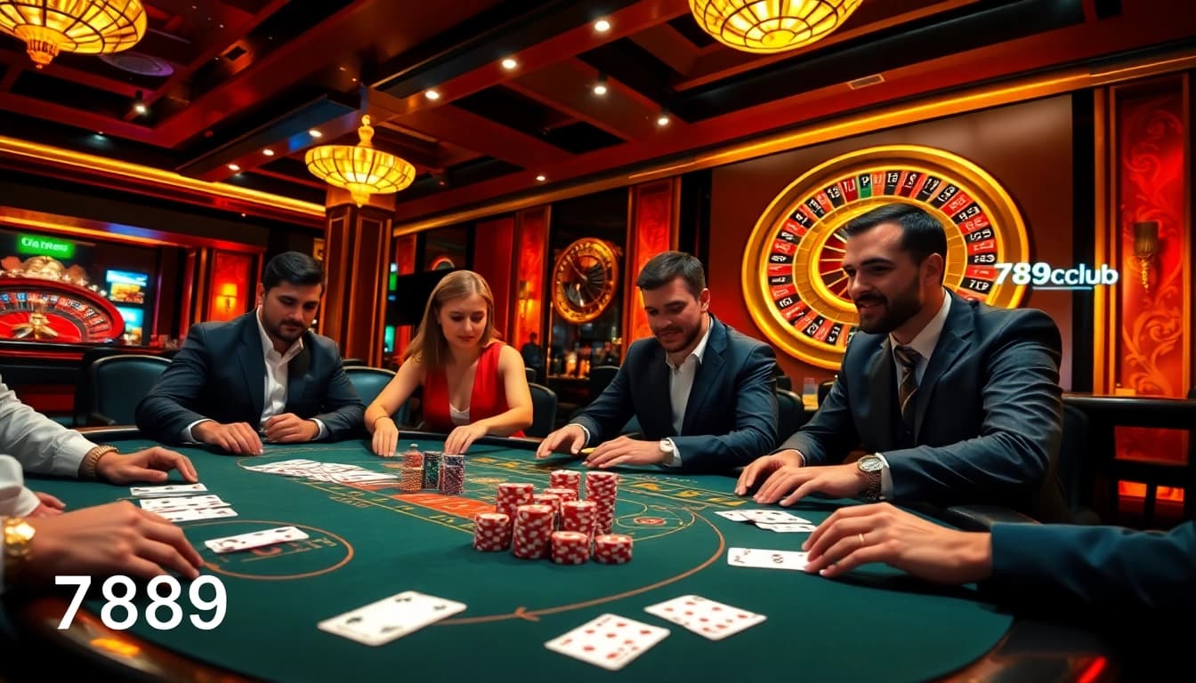Betting excitement at 789club with players engaged in high-stakes poker action.