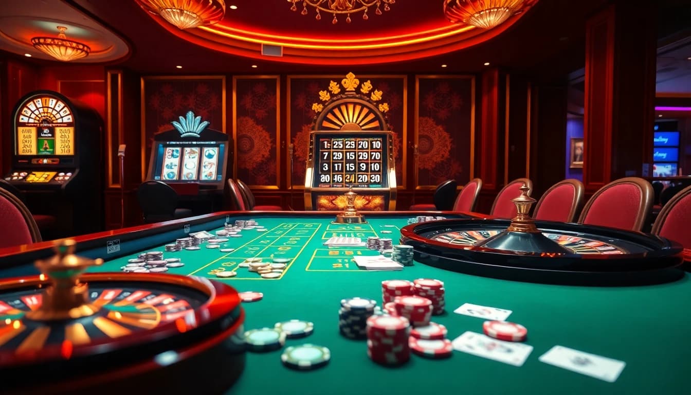 Experience the thrill of betting at tylekeo.asia with vibrant casino visuals and gaming excitement.