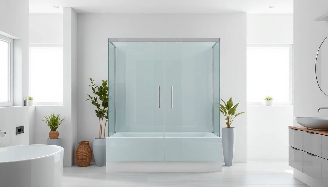 Elegante duschkabine 80x80 in modernem Badezimmer mit minimalistischen Details.