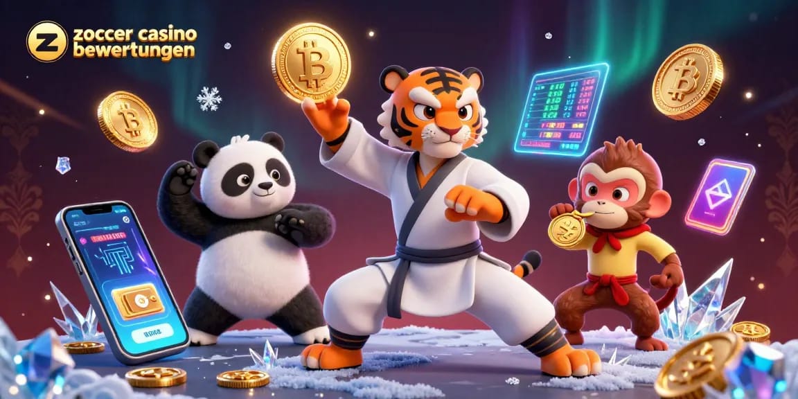 Zoccer casino bewertungen highlights thrilling gaming experiences with kung fu master, panda disciple, and monkey student in action.