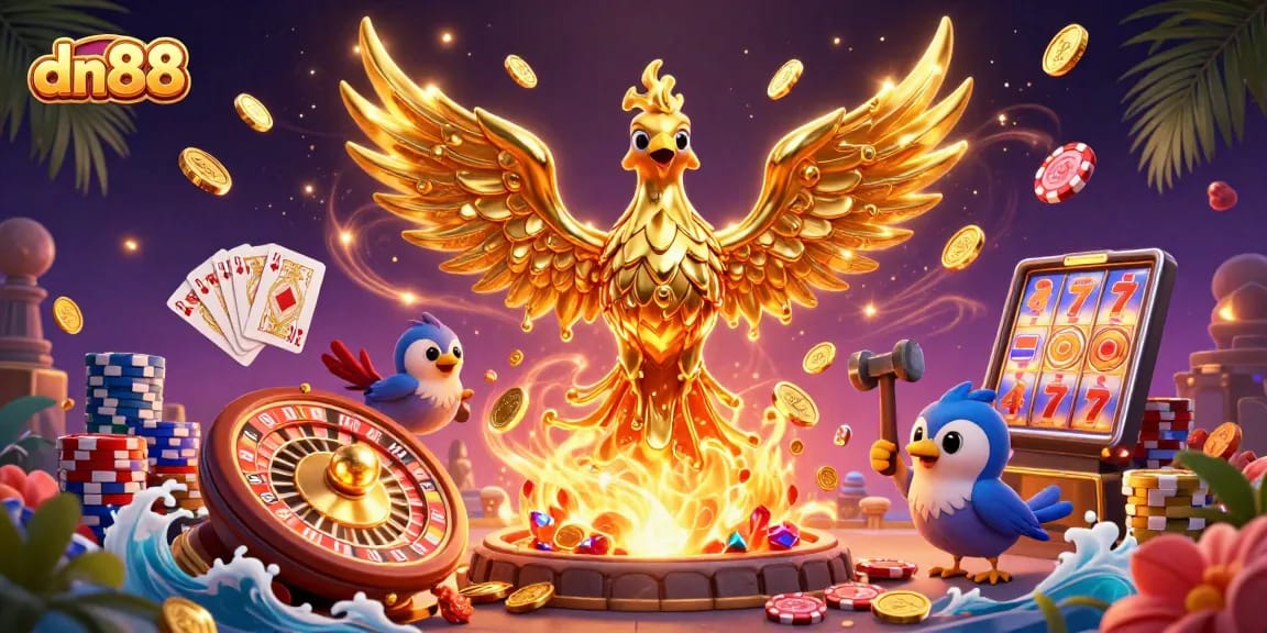 Join the excitement at dn88 with golden phoenix and dynamic gaming elements