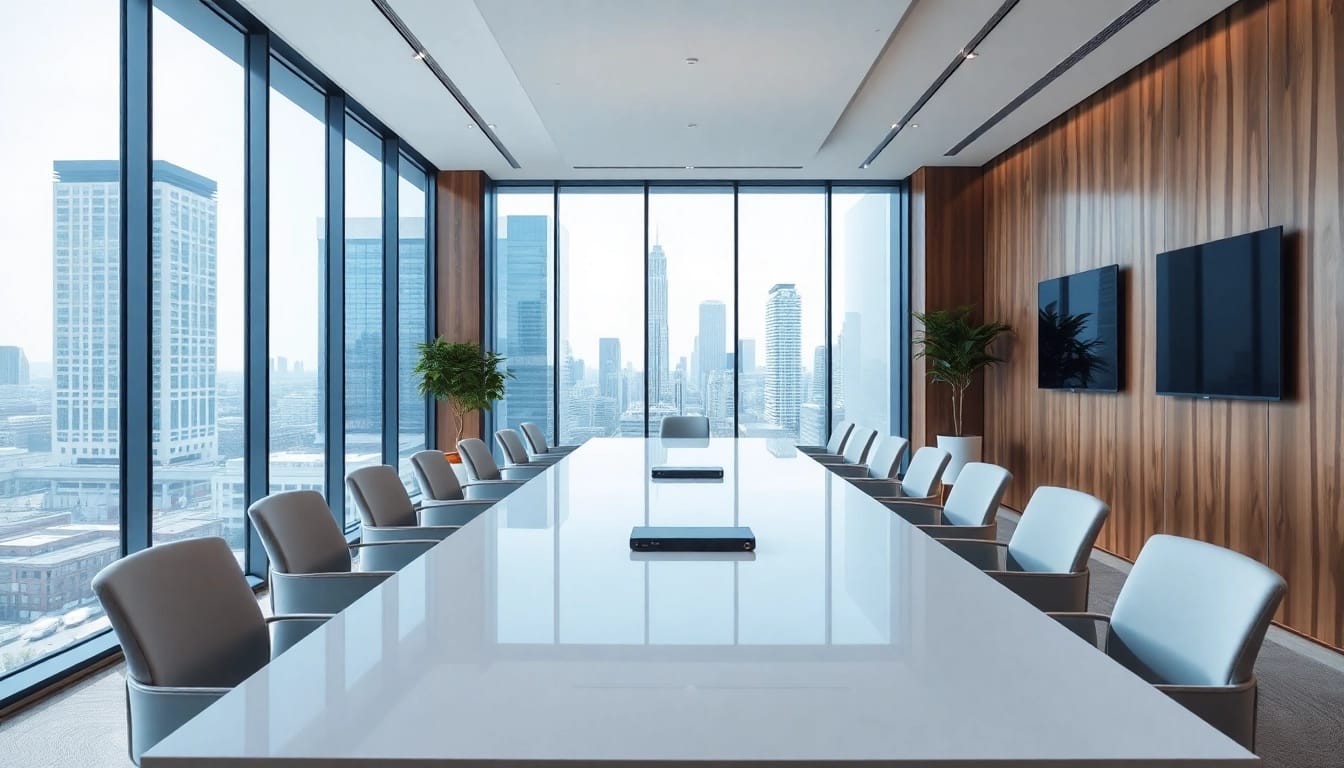 Consulting office showcasing Unternehmensberatung in a professional setting with city views.