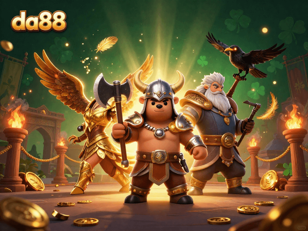 Experience the thrilling action of da88 in a vibrant 3D casino scene with brave characters and immersive details.