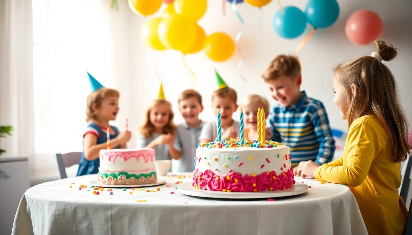 Kindergeburtstag 4 Jahre: Kinder feiern fröhlich mit Spielen und buntem Dekor.