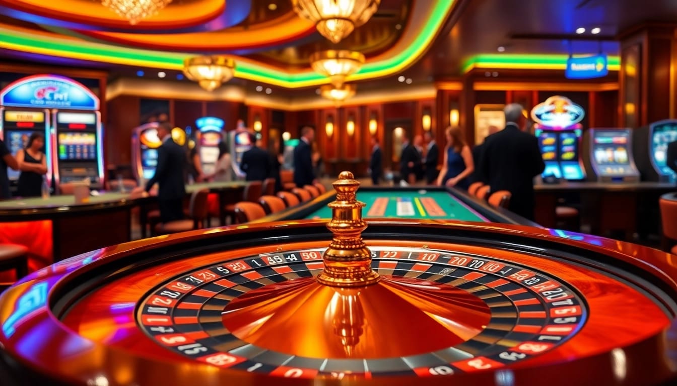 Betting excitement at F8BET COM with luxury casino tables and vibrant gaming elements.