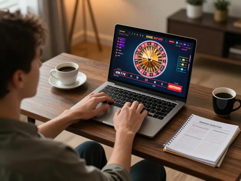 Player engages in live dealer game on 78WIN, showcasing vibrant betting interface in a comfortable home setting