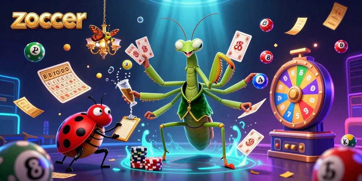 Zoccer delights audiences with vibrant lottery elements and a rich casino atmosphere in this exclusive illustration.