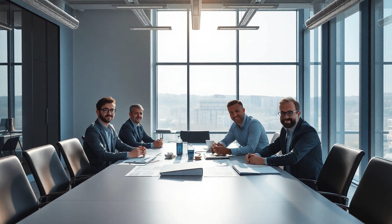 Das Team im modernen Büro führt ein Brainstorming durch, um die besten Talente im Executive Search Vertrieb zu finden.
