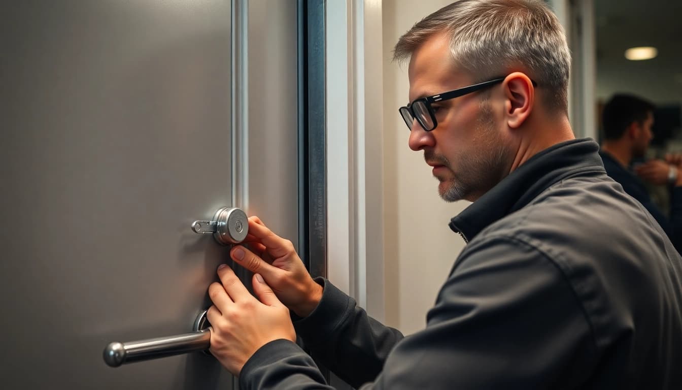 Schlüsseldienst Pforzheim öffnet beschädigungsfrei eine Tür mit modernem Werkzeug.