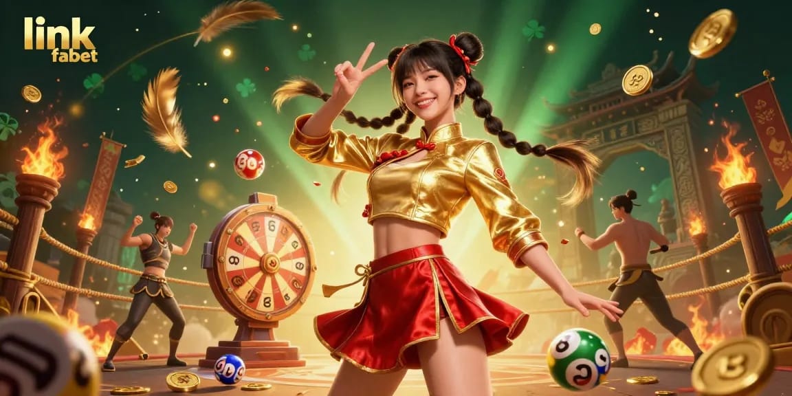 Engage with link fabet in this vibrant 3D casino illustration showcasing colorful lottery balls and a spinning prize wheel.