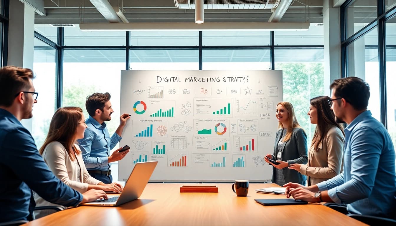 Evodrop in a digital marketing strategy session with diverse professionals.