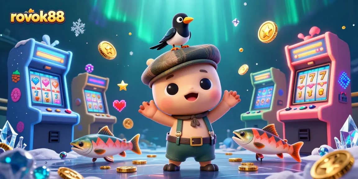 Engage with rokok88's thrilling adventure featuring colorful 3D casino elements and charming characters.