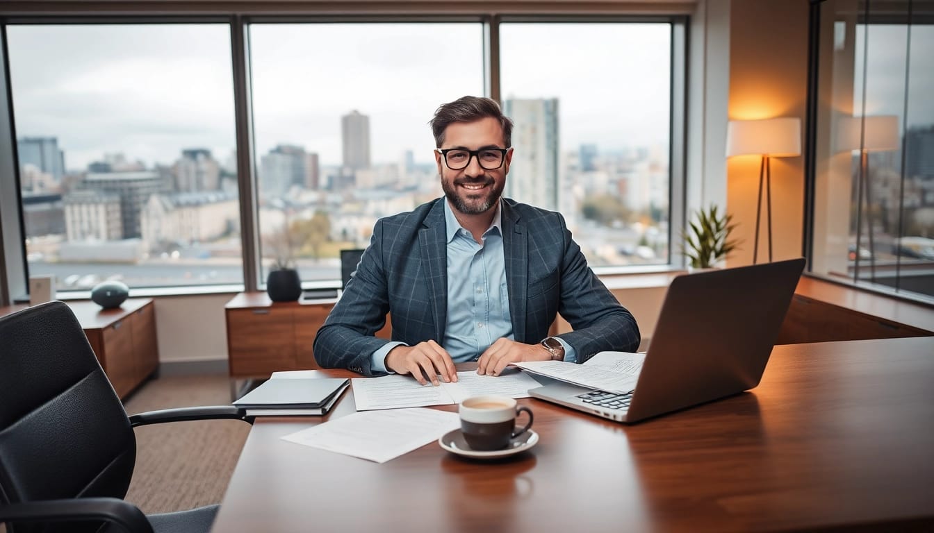 Professioneller Headhunter Kassel arbeitet engagiert in modernem Büro.