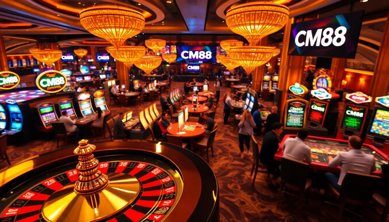 Engage with CM88 as players cheer around a bustling casino table, feeling the excitement of winning.