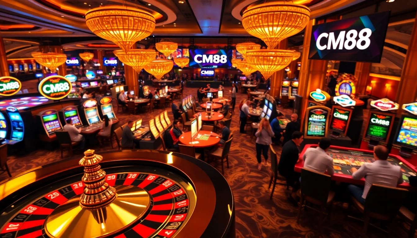 Engage with CM88 as players cheer around a bustling casino table, feeling the excitement of winning.