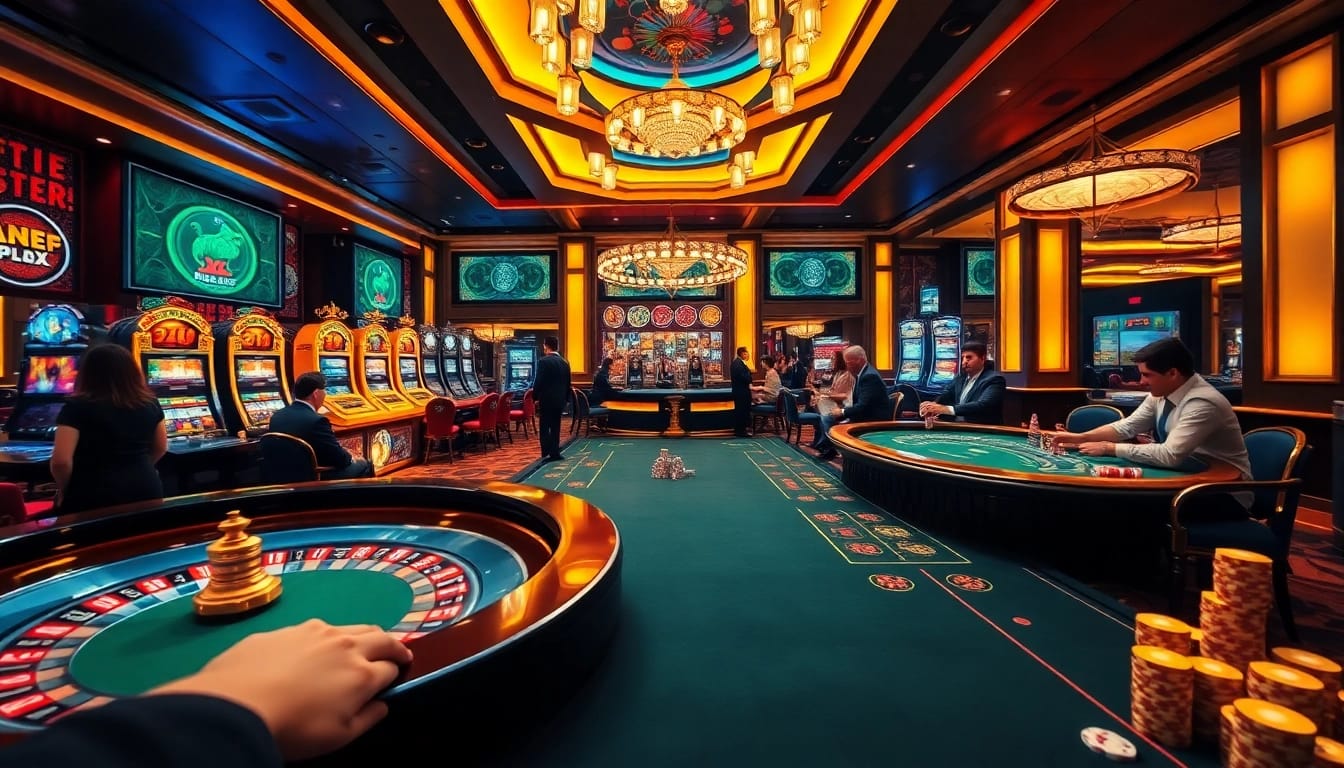 Experience the thrill of ev88 as players engage in intense casino games with vibrant tables and thrilling action.