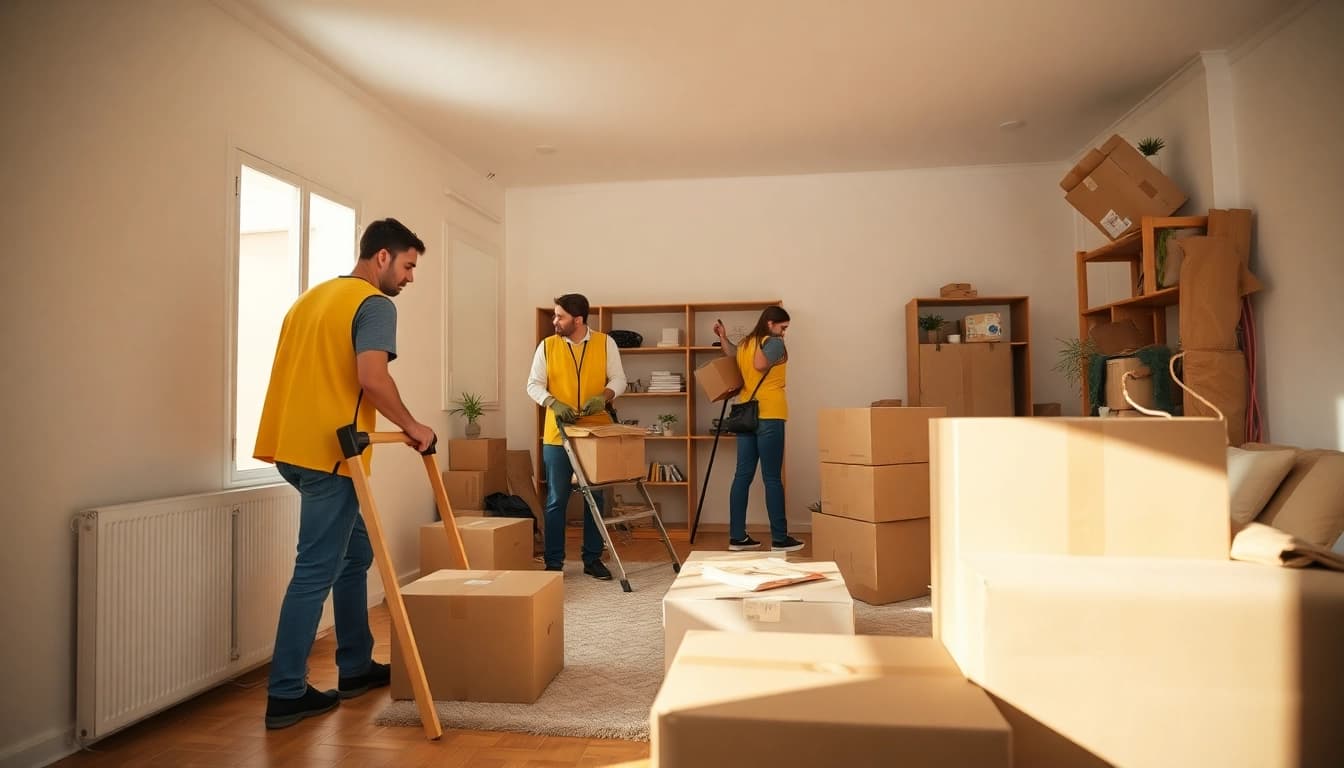 Professionelle Entrümpelung Wien: Ein Team räumt eine Wohnung besenrein.