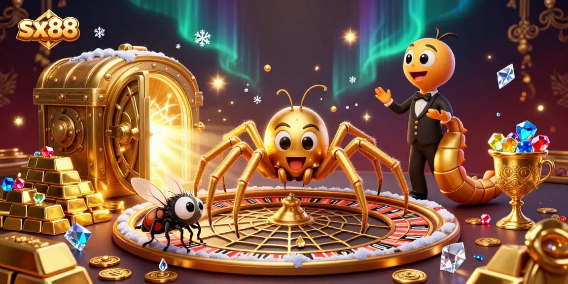 Engage in exciting bets at sx88’s golden casino, where whimsical characters spin luck and fortune.