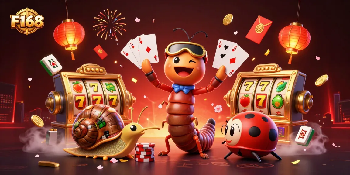 Experience the thrill of F168 with a colorful 3D casino scene showcasing energetic characters and dynamic gaming elements.