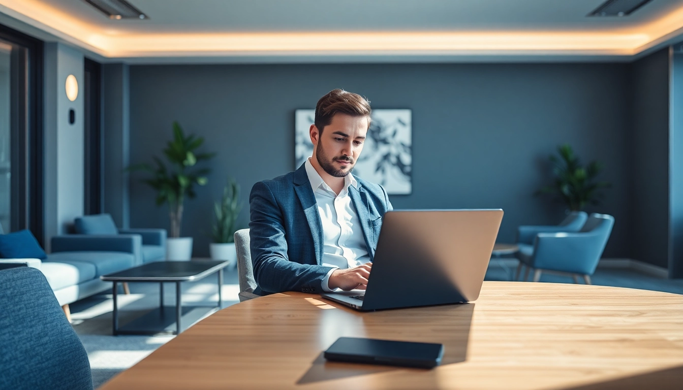 Headhunter Chemnitz bei der Arbeit in einem modernen Büro mit eleganter Einrichtung.