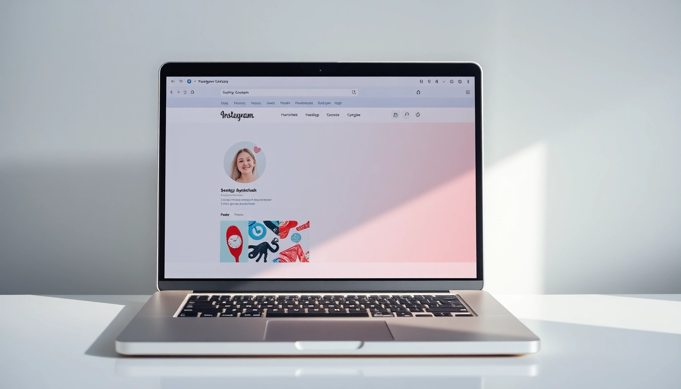 Instagram Follower kaufen: Lockere Atmosphäre eines Online-Shops, der Instagram auf einem Laptop zeigt.
