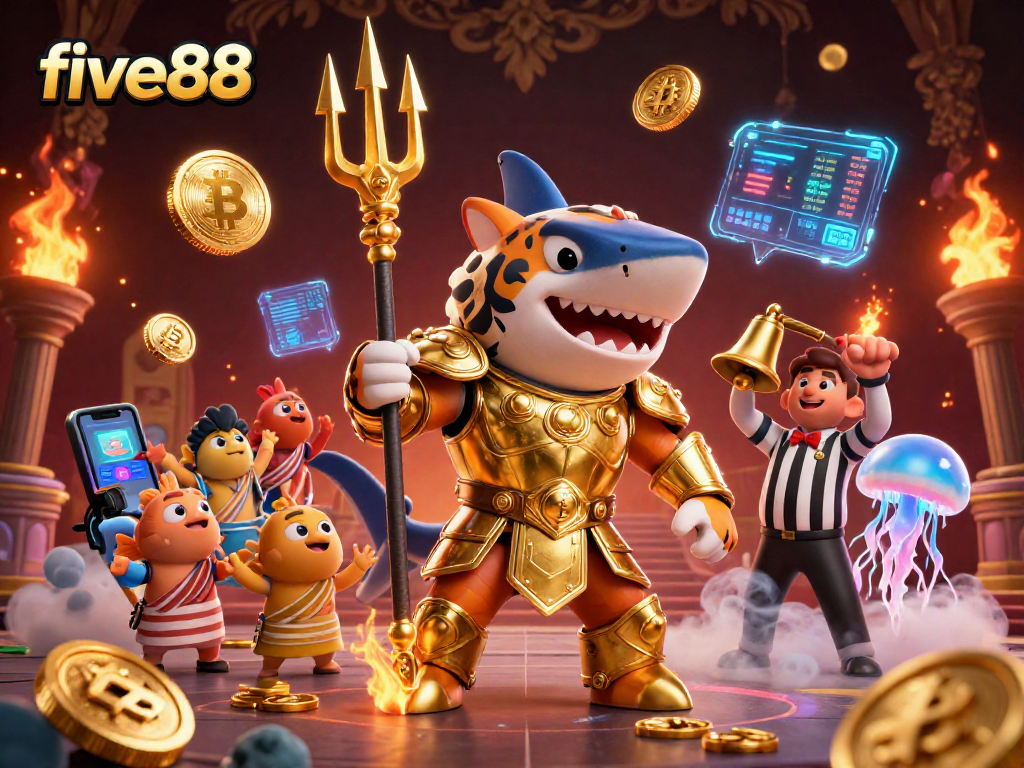 Engage in thrilling gameplay with five88 while enjoying vibrant casino elements in this underwater scene.