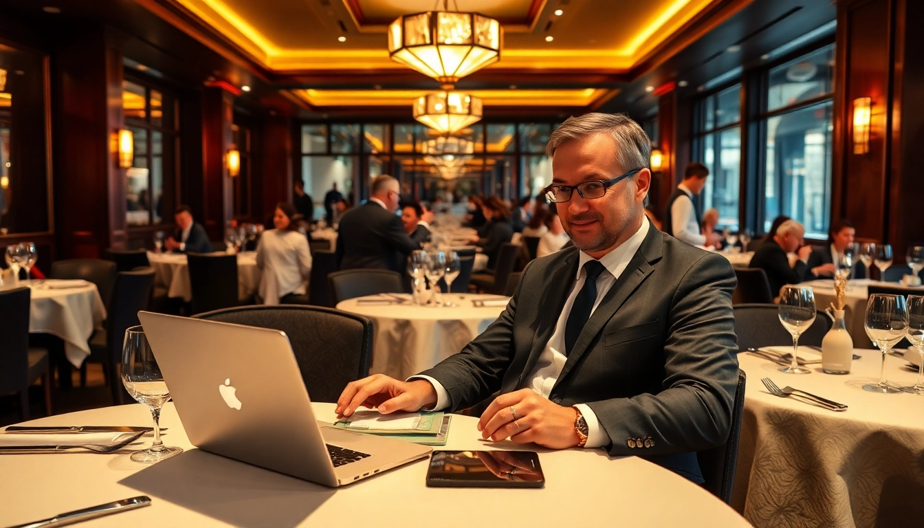 Headhunter Gastronomie im eleganten Restaurant, vermittelt durch persönliche Kontakte und Technologie.