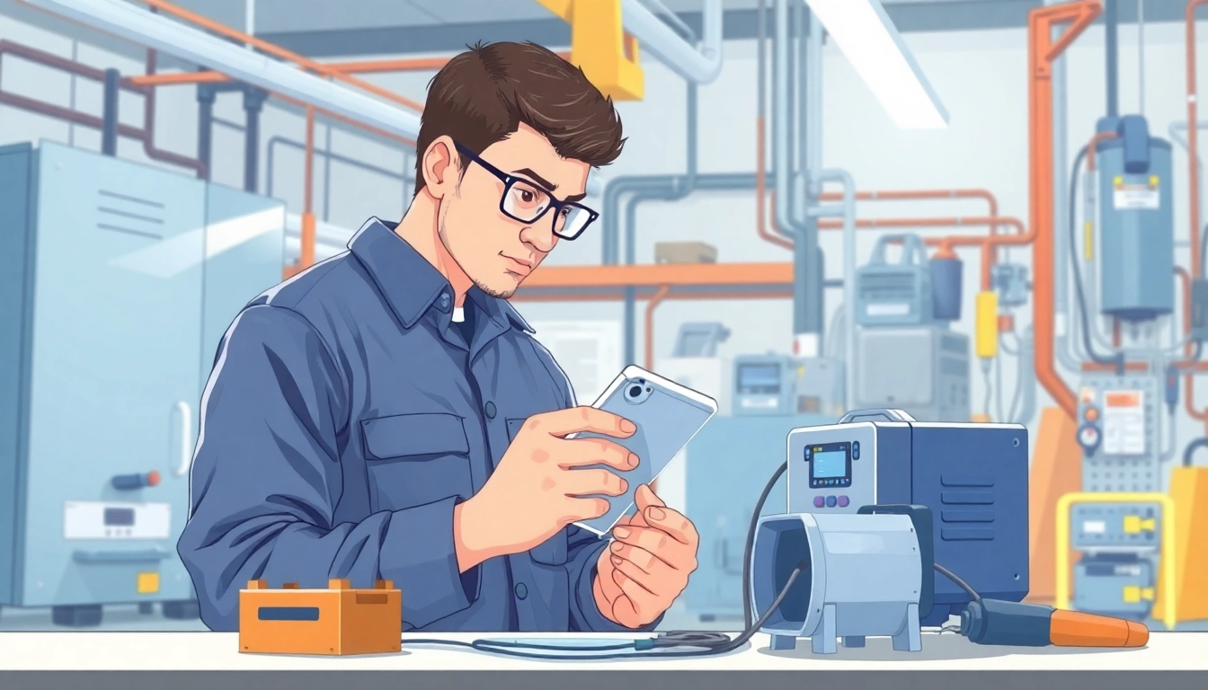 Technician performing a Prüfung ortsveränderlicher elektrischer Betriebsmittel on various devices ensuring safety compliance.