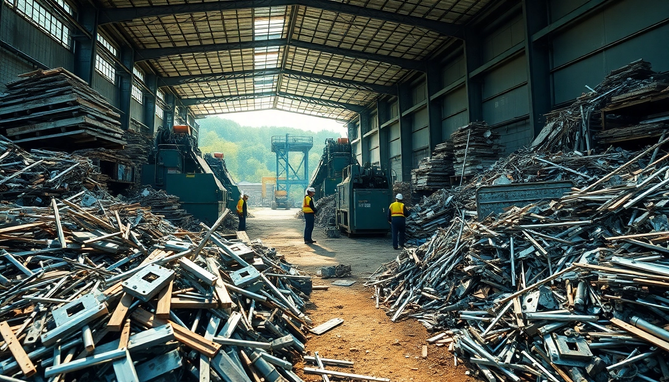 Dynamische Szene eines Schrotthändlers in Wuppertal, der verschiedene Metallschrottarten recycelt.