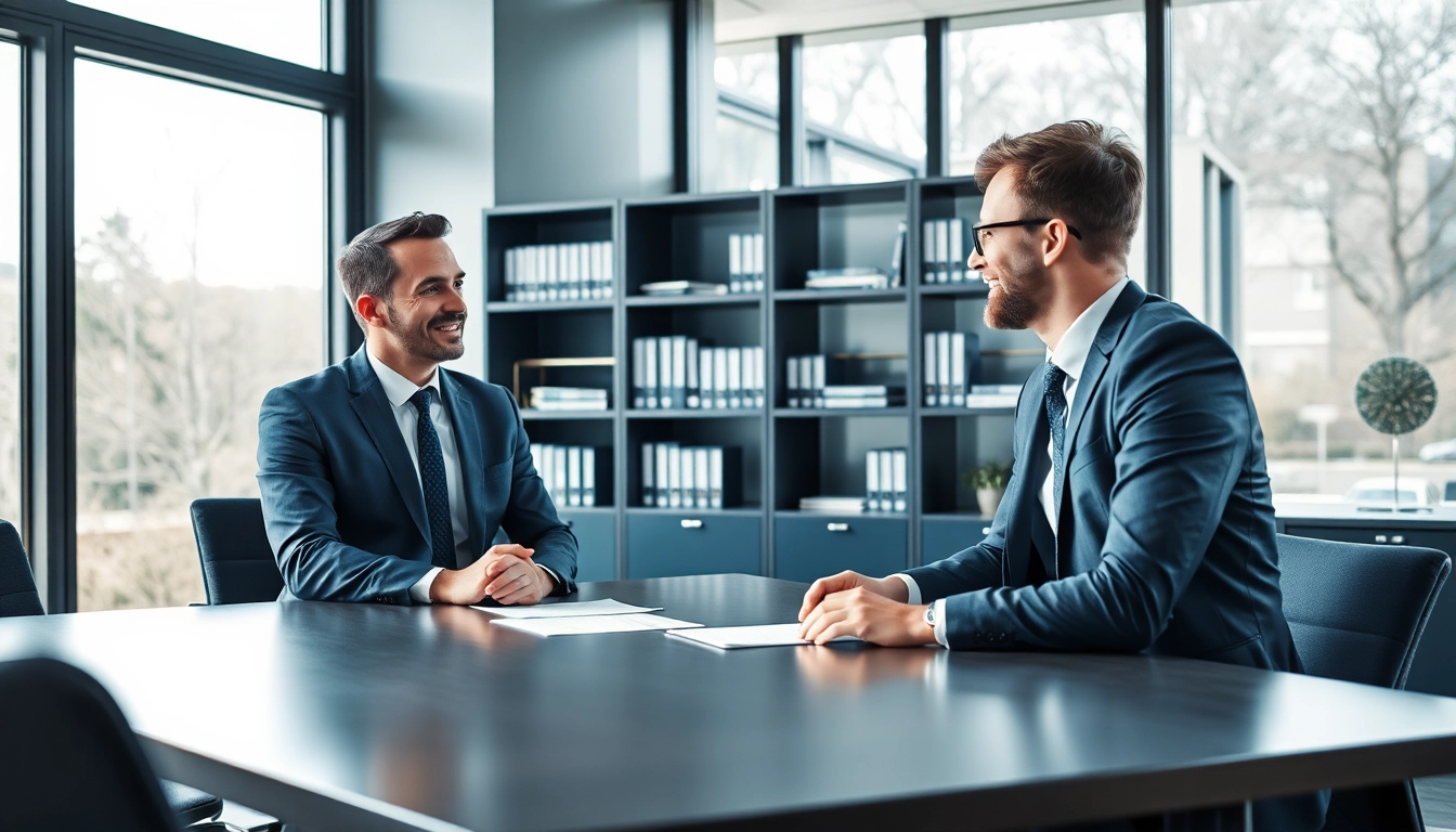 Headhunter Braunschweig führt ein Gespräch mit einem Kandidaten in einem modernen Büro.
