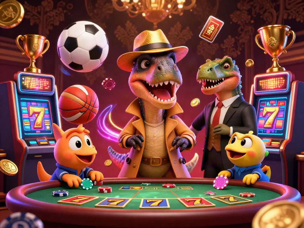 Engaging scene of a slot gacor character at a blackjack table under casino lights, filled with vibrant game elements.