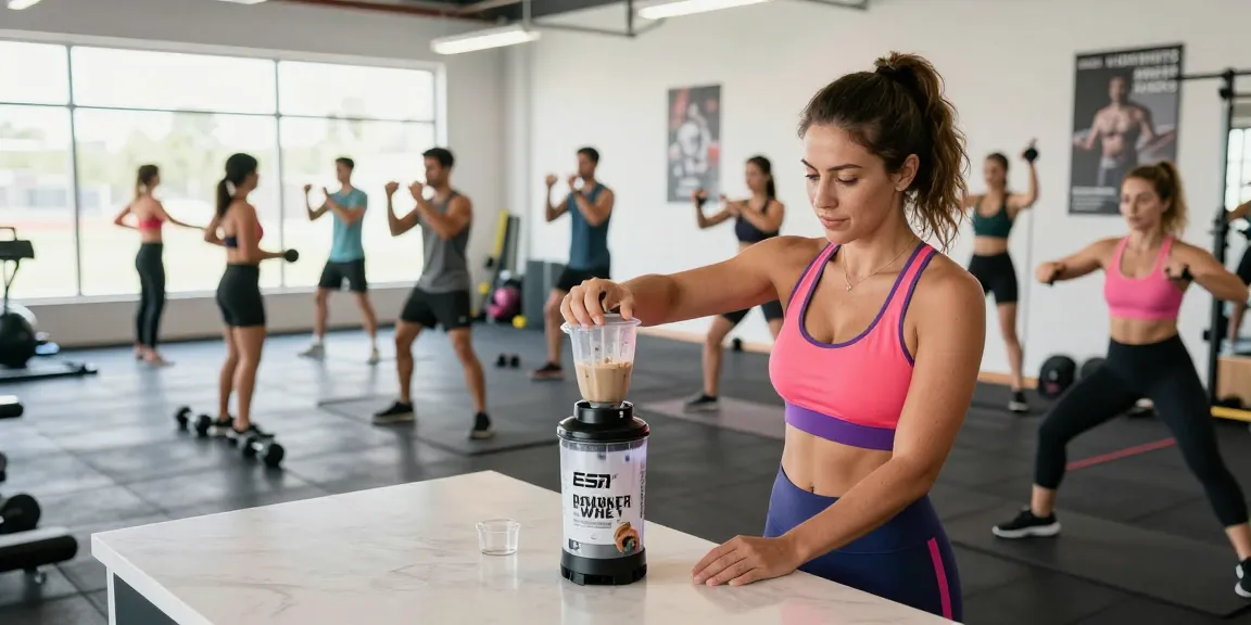 Engaging workout scene featuring individuals enjoying ESN Designer Whey while exercising, ideal for those looking to Whey Isolat kaufen.