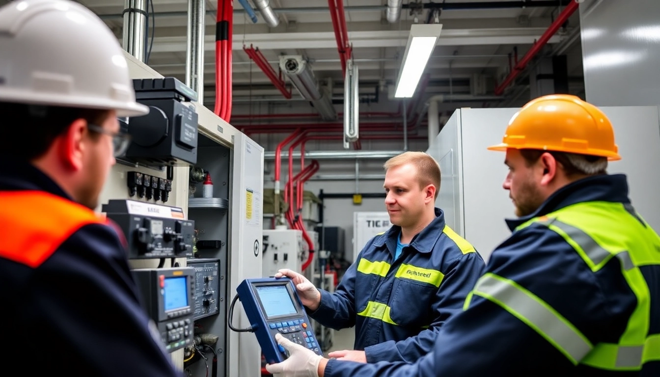Inspecting equipment during DGUV V3 Prüfung to ensure workplace safety and compliance.