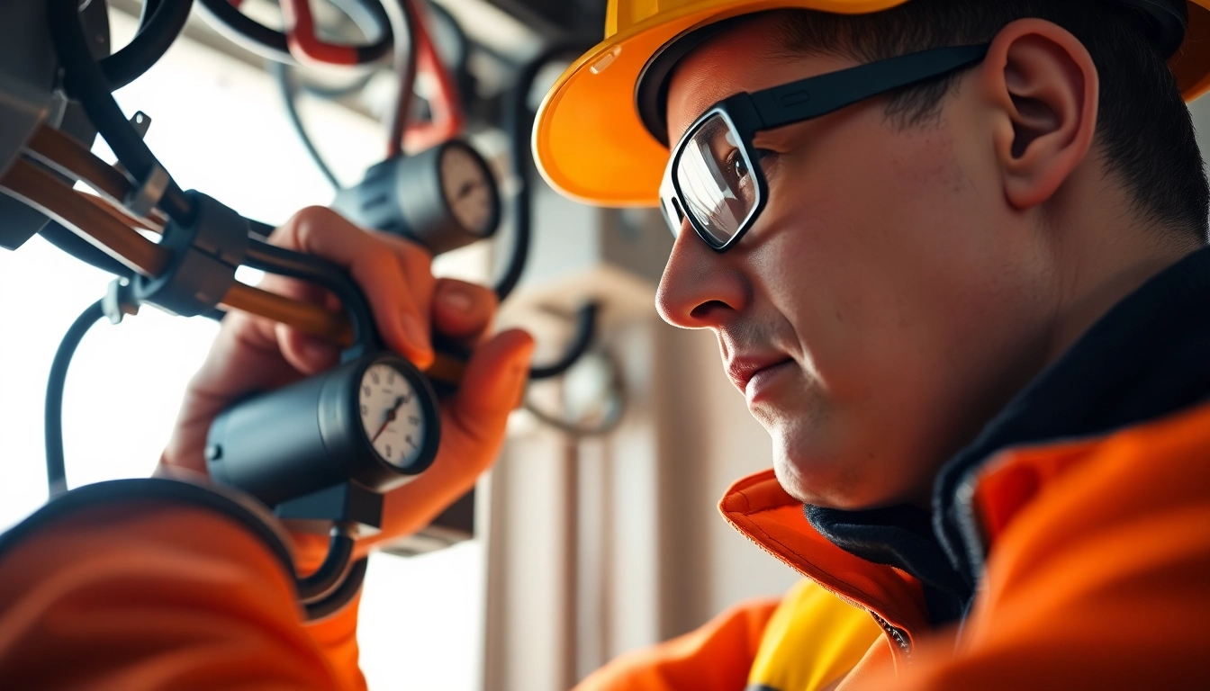 Technician conducting a DGUV V3 Prüfung inspection of electrical equipment with precision tools.