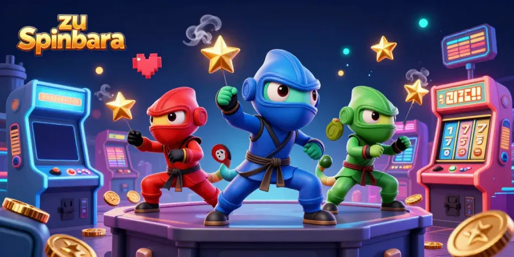 zu Spinbara: Ninja-Chameleon-Team kämpft in einem Casino-Umfeld für große Gewinne