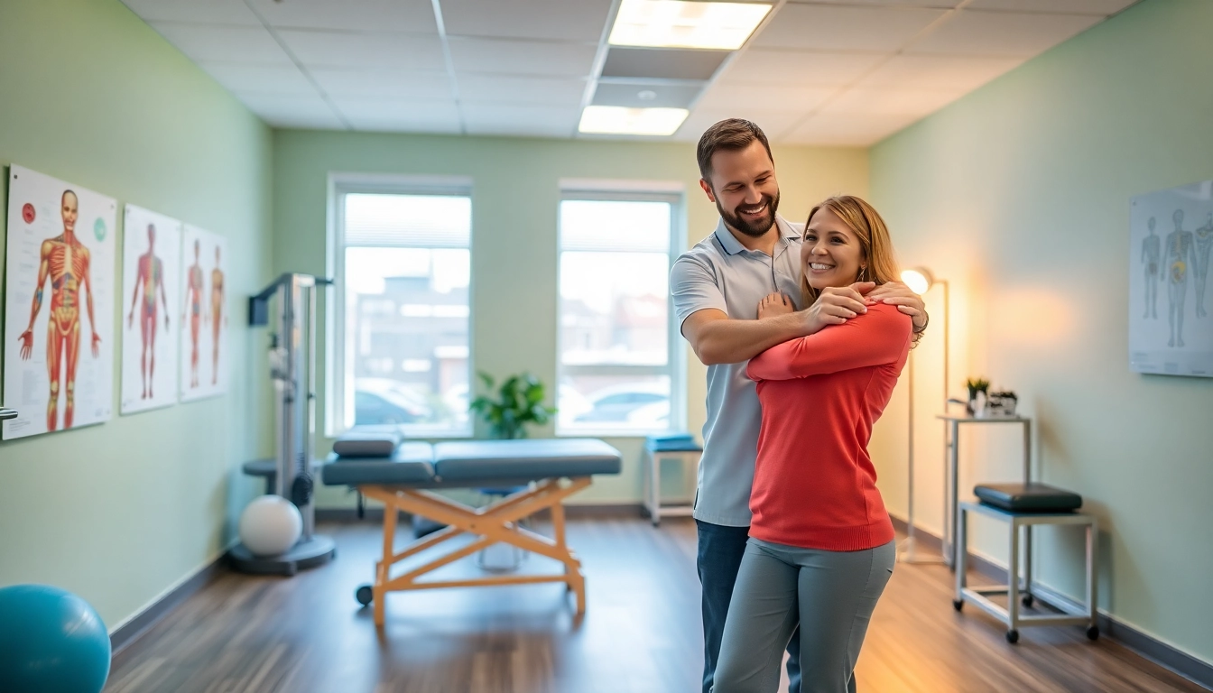 Explore a welcoming physiotherapy Edmonton clinic with professionals assisting patients.