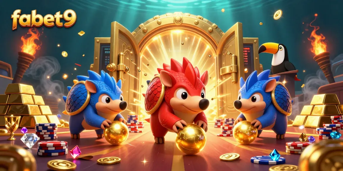 Fabet9 pangolins roll through poker chips, showcasing vibrant casino action and excitement.