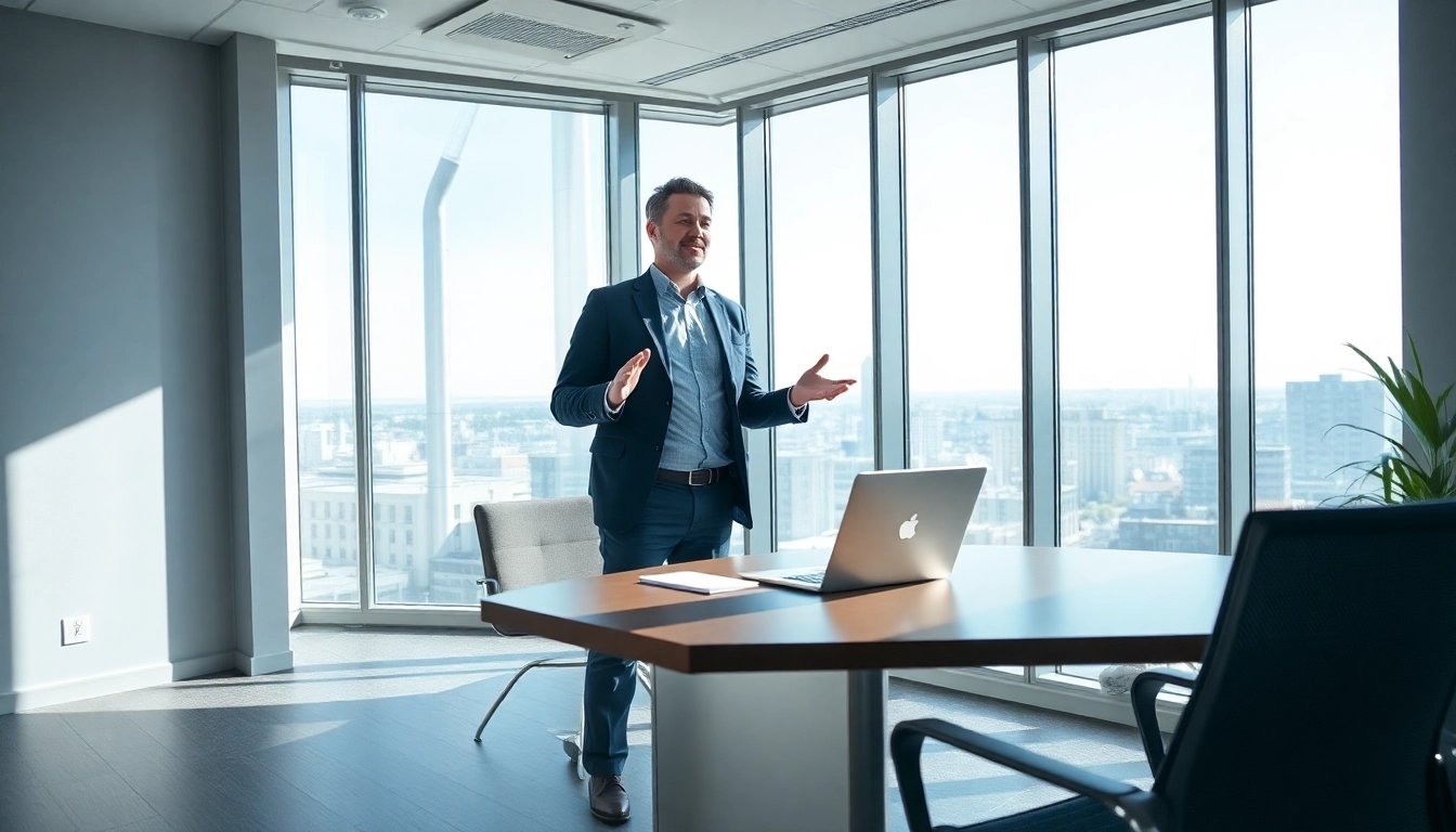 Headhunter IT-Experte, der mit einem Kandidaten in einem modernen Büro spricht.