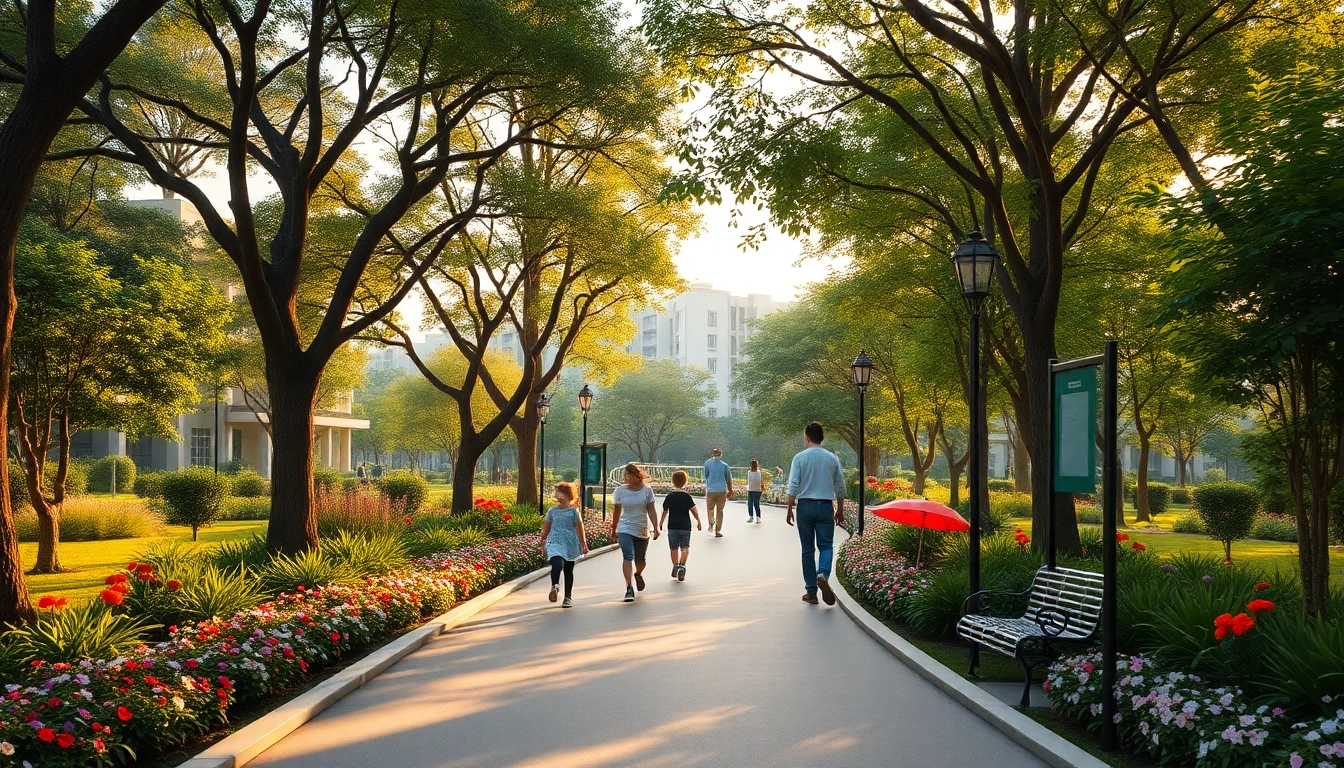 A scenic view of tampines st 95 ec showcasing community life with greenery and happy residents.
