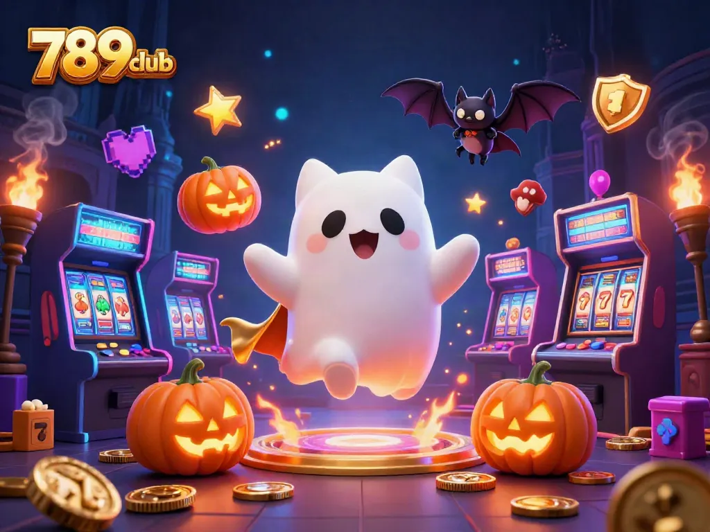Engage in thrilling gaming adventures at 789club with 3D ghosts and vibrant casino elements.