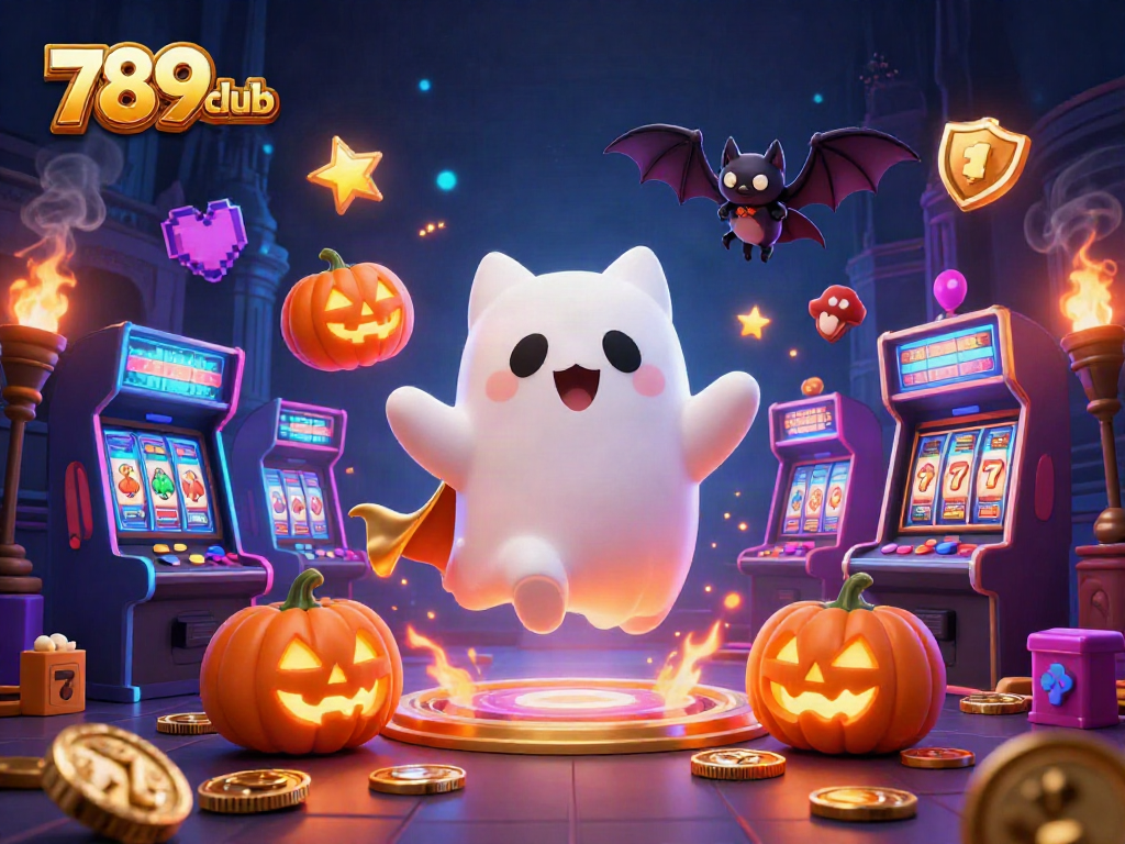 Engage in thrilling gaming adventures at 789club with 3D ghosts and vibrant casino elements.