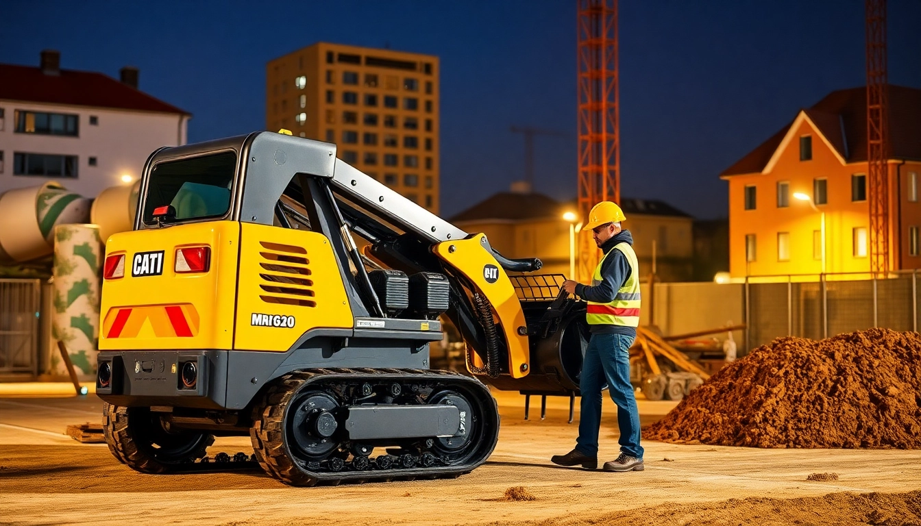 Minibagger mieten Hannover: Leistungsstarker Minibagger im Einsatz auf einer Baustelle mit Handwerker.