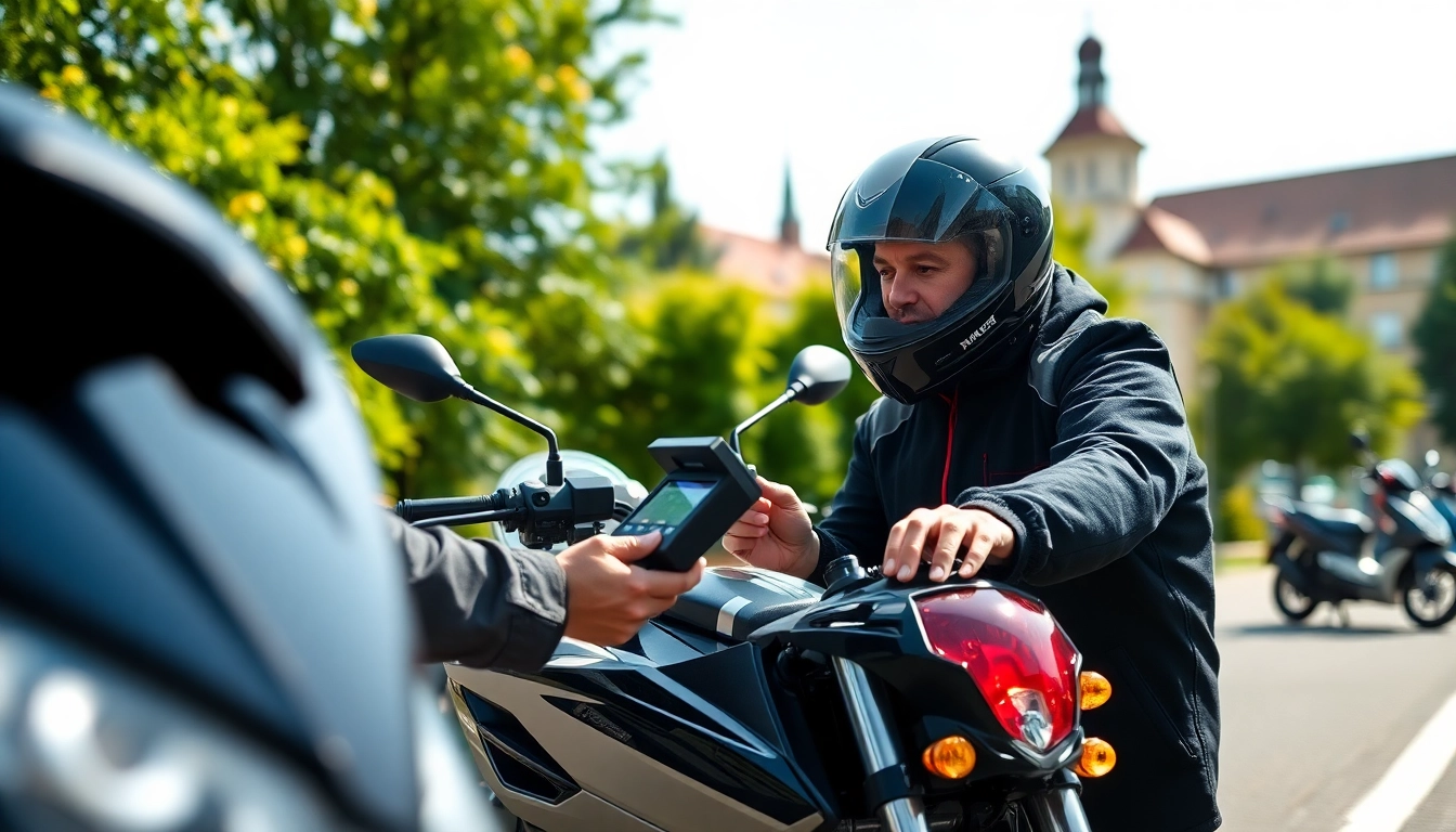 Überprüfen Sie Motorradgutachten Augsburg von einem Experten in einer hellen Umgebung.