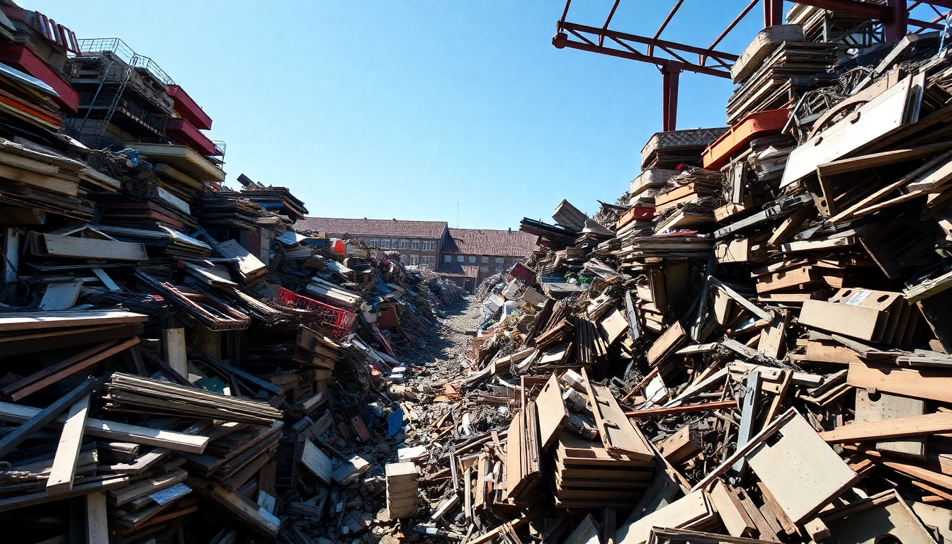 Engaged customers exploring Schrotthandel Remscheid services with diverse scrap materials visible.