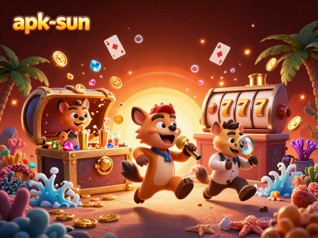 Win big with apk-sun at the lively comedy casino featuring animated hyenas!