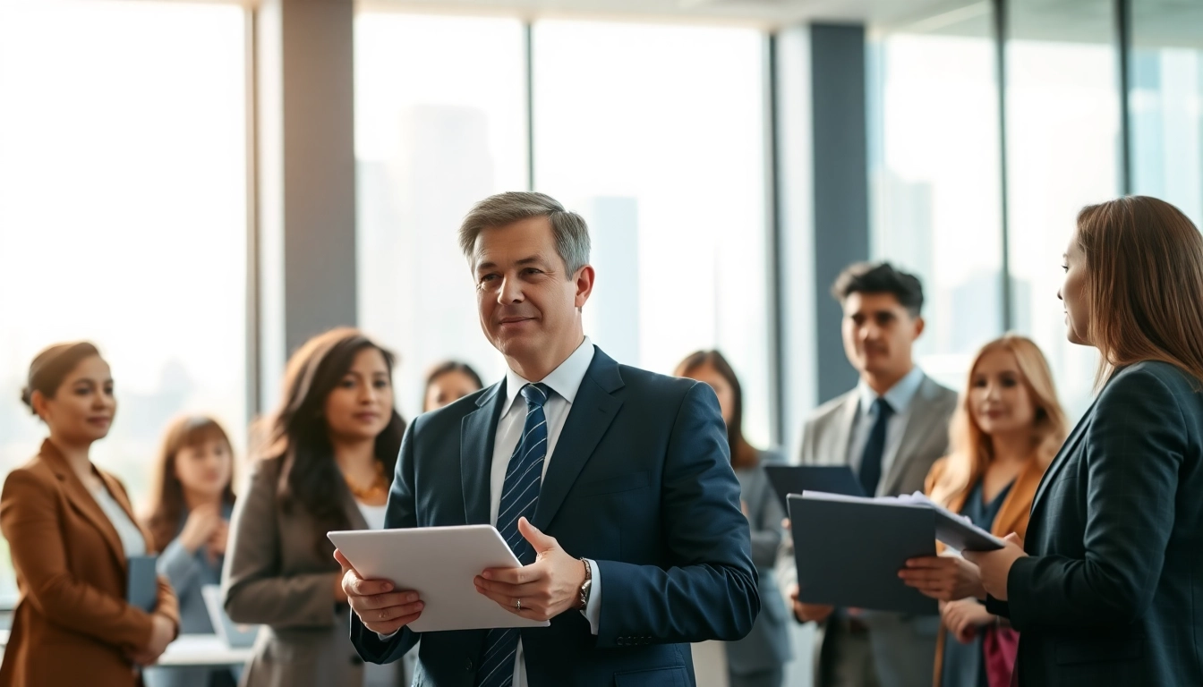 Headhunter Schweiz diskutiert mit Kandidaten in einem modernen Büro.