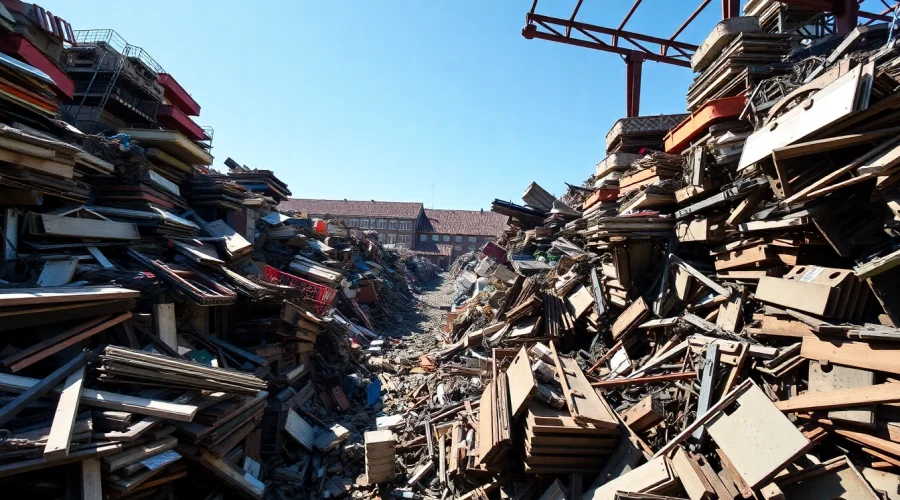 Engaged customers exploring Schrotthandel Remscheid services with diverse scrap materials visible.
